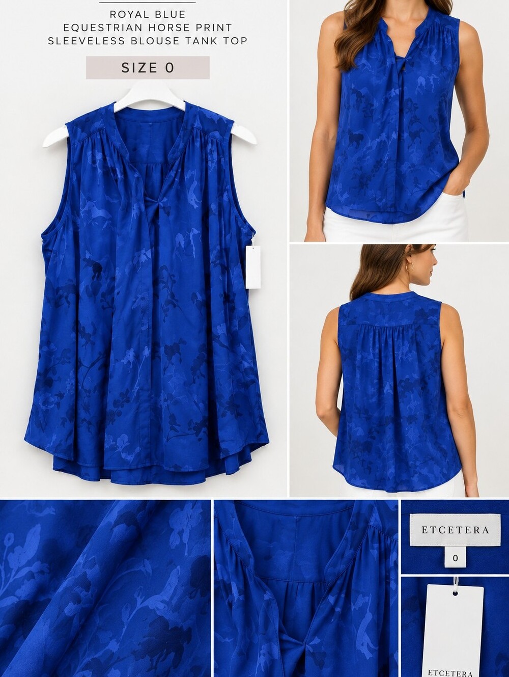 Etcetera Equestrian Jacquard Sleeveless Top in Royal Blue